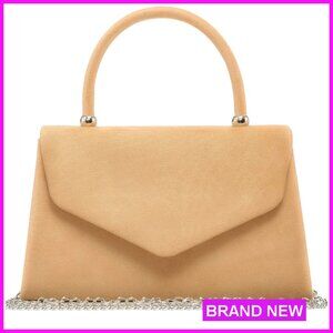 Elegant Evening Clutch with Detachable Chain Strap Velvet Faux Suede Party